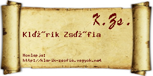 Klárik Zsófia névjegykártya