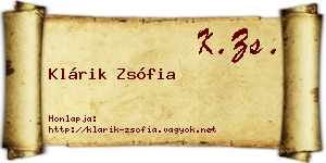 Klárik Zsófia névjegykártya